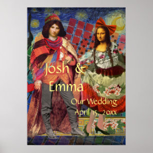 Affiche de couple de mariage fantaisiste drôle