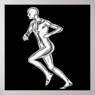 Affiche de coureur d'homme de chrome