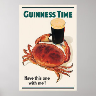 Affiche de crabe Guinness Time  John Gilroy Irland