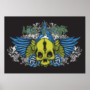Affiche de crâne d'amour et de haine