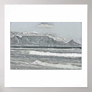 Affiche de croquis de montagne de Tableau de Cape