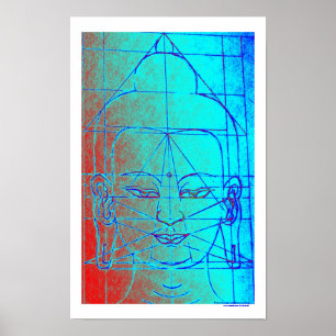 Affiche de croquis de tête de Bouddha