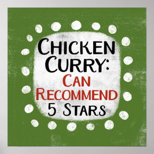 Affiche de cuisine poulet au curry 5 étoiles