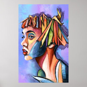 Affiche de dame d'art cubiste