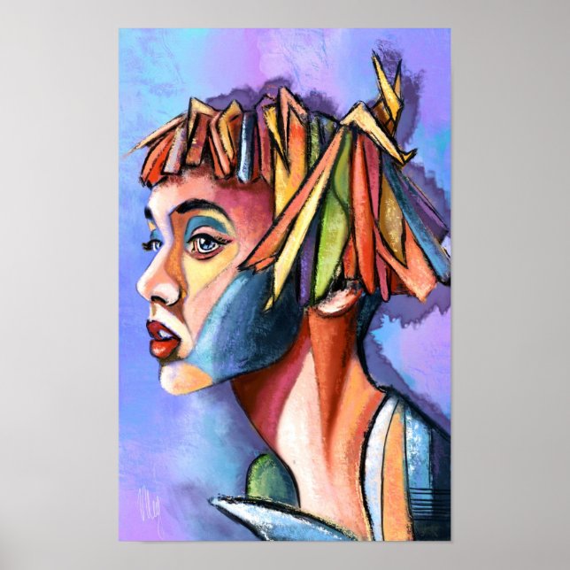 Affiche de dame d'art cubiste (Devant)