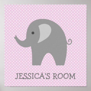 Affiche de décoration de chambre de bébé éléphant 
