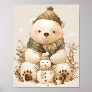 Affiche de décoration de nurserie ours polaire Ted