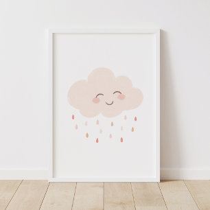 Affiche de décoration de nursery de nuage heureux 