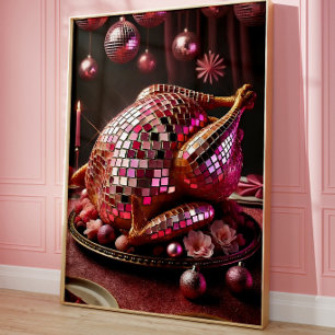 Affiche de décoration murale dino disco drôle