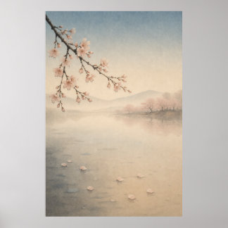 Affiche de décoration murale Japandi du lac Sakura