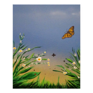 Affiche de décoration murale Papillon serein ciel 