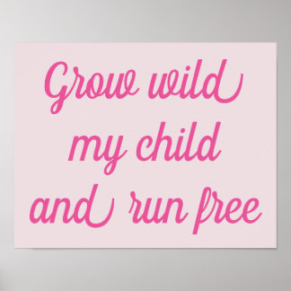 Affiche de décoration pour enfant rose 'Grandir à 