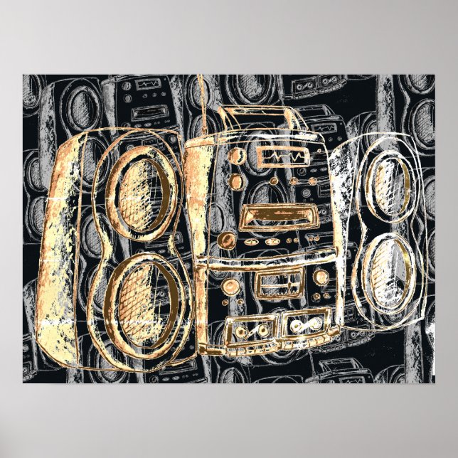Affiche de design Hip hop Urban Boombox (Devant)