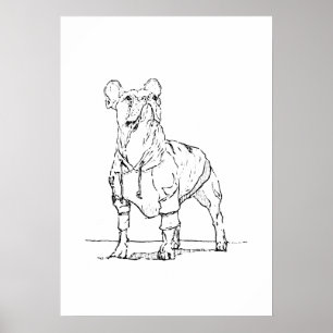 Affiche de dessin à l'encre d'un Bulldog français 
