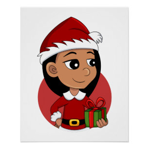 Affiche de dessin animé de la fille de Noël