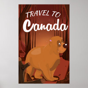 Affiche de dessin animé pour voyager au Canada