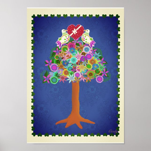 Affiche de deux tourterelles Doves 10x14 (Devant)