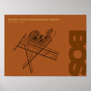 Affiche de diagramme d'aéroport de Boston (BOS)