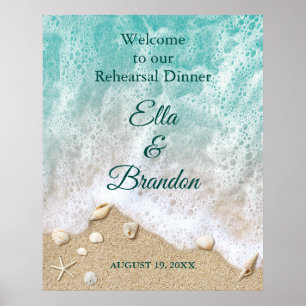Affiche de dîner de répétition de vagues de plage