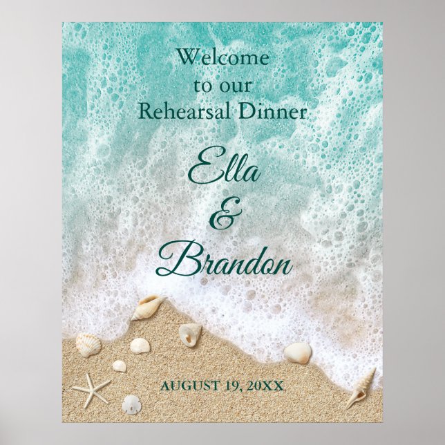 Affiche de dîner de répétition Vagues de plage (Devant)