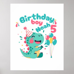 Affiche de dinosaure pour garçon d'anniversaire No
