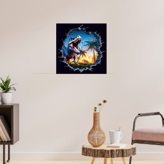 Affiche de dinosaure T-Rex Bris de Mur Effrayant