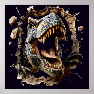 Affiche de dinosaure T-Rex Bris de Mur Effrayant