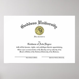 Affiche de diplôme d'université de déesse