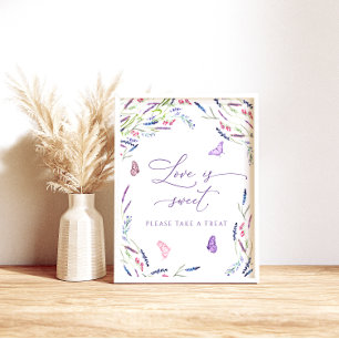 Affiche de douche de mariée florale lavande Love i