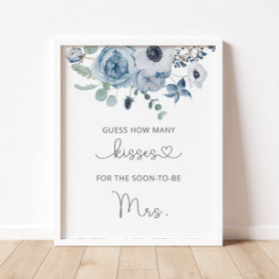 Affiche de douche nuptiale bleu poussiéreux combie