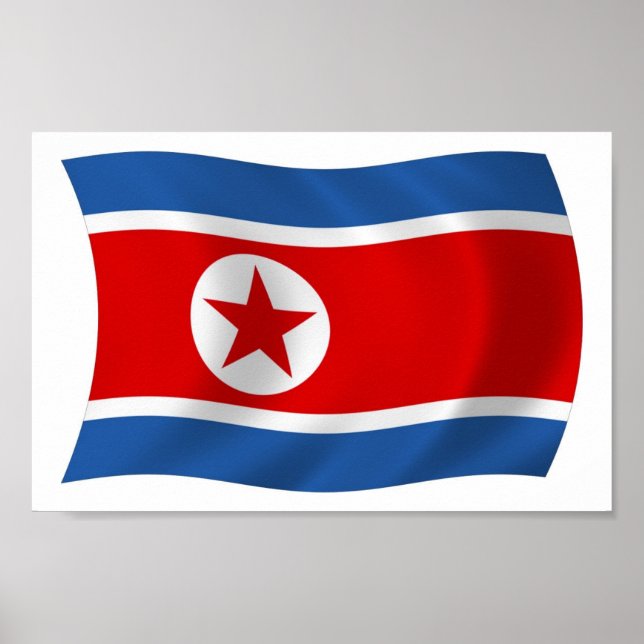 Affiche de drapeau de Corée du Nord (Devant)