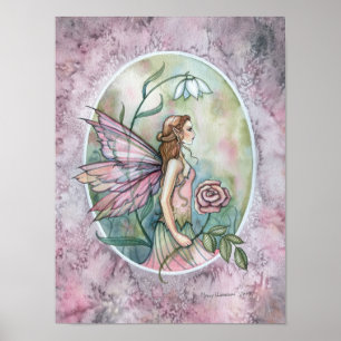 Affiche de fantasy artistique de fée aux roses ros