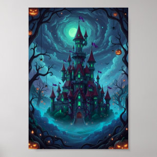 Affiche de fantasy de château hanté épouvantable p