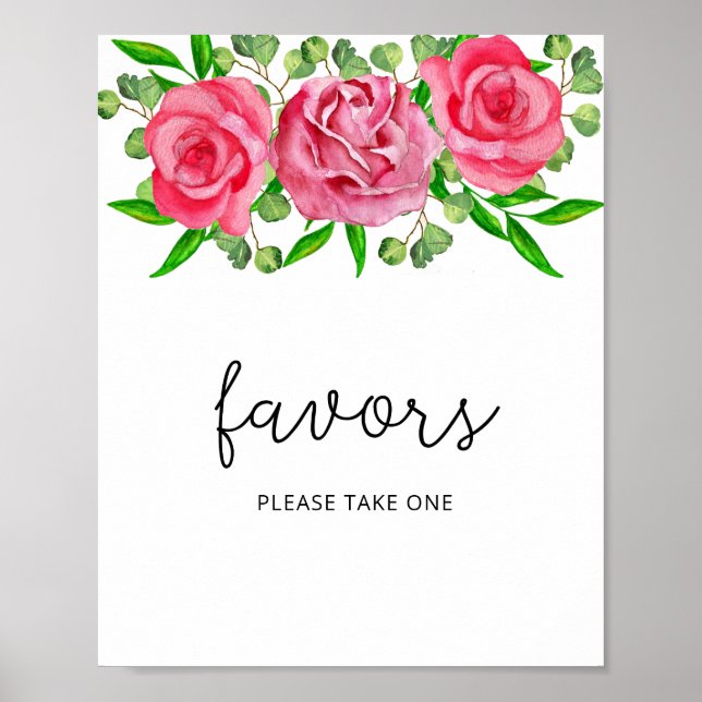 Affiche de faveurs de roses aquarelles, prenez-en  (Devant)