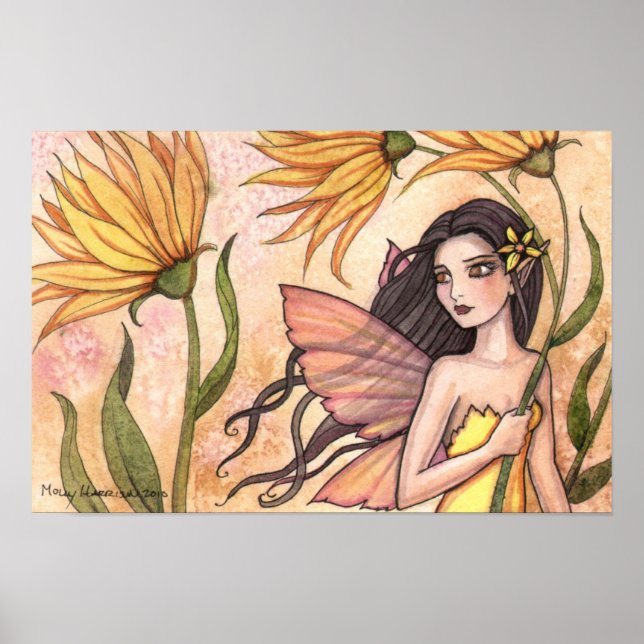 Affiche de fée de fleur sauvage jaune amérindienne (Devant)