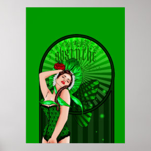 affiche de fée de vert de victorian d'absinthe