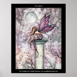 Affiche de fée gothique rose pourpre par Molly Har