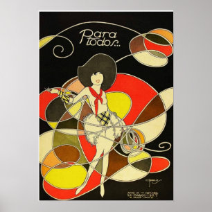Affiche de femme Cowgirl Art Déco vintage – Années