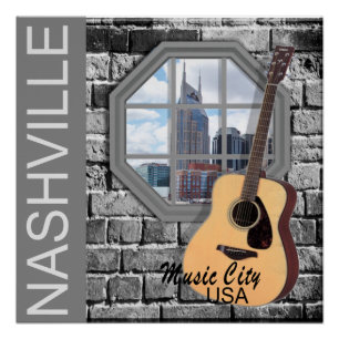 Affiche de fenêtre de ville de musique de