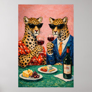 Affiche de fête au vin léopard, Art mural d'animal