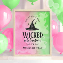Affiche de fête d'anniversaire méchante – Sorcière