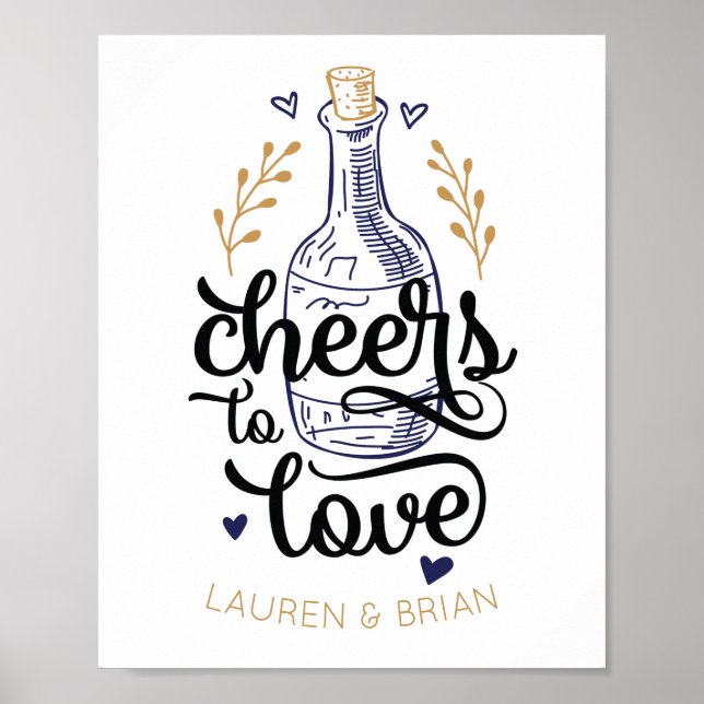 Affiche de fête de fiançailles 'Cheers to Love' (Devant)