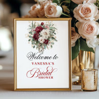 Affiche de Fête de Mariage Bordeaux Rouge Foncé Bo