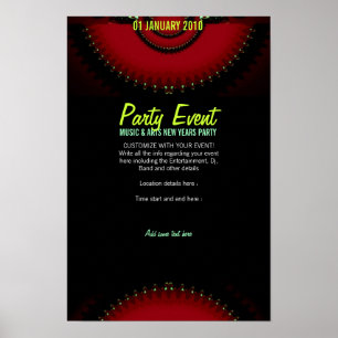 Affiche de fête FANTASY ROUGE FONCÉ