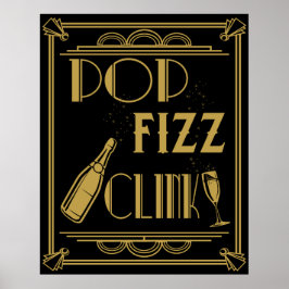 Affiche de fête Pop Fizz Clink Art déco