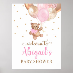 Affiche de fête prénatale Bienvenue Bébé Ourson Mi
