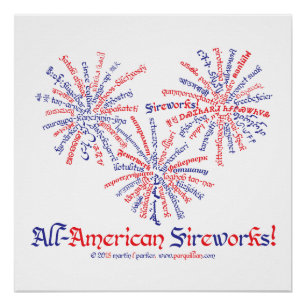 Affiche de feux d'artifice tout américain