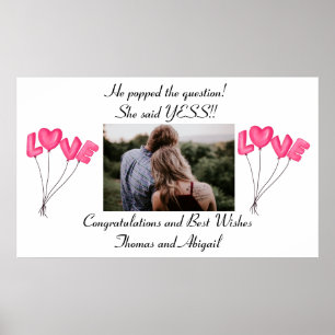 Affiche de fiançailles photo Ballons roses Amour