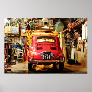Affiche de Fiat 500, rétro cinquecento, en Italie
