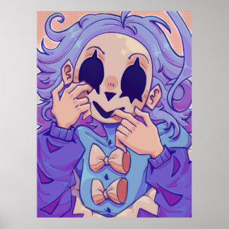 Affiche de fille au masque créatif mignonne et fli